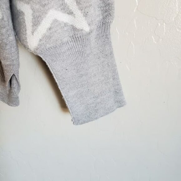 SO Star Printed Knit Boxy Oversized Sweater Grey/White Size Women's XL Pullover - Picture 6 of 7